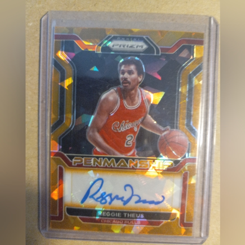 Reggie Theus Prizm Penmanship Autographed Basketball Card